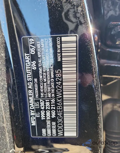 2019 Mercedes-Benz A 220 из США, поврежденный, VIN WDD3G4EB6KW024285